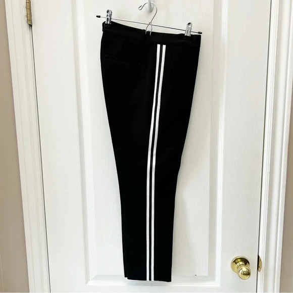 Banana Republic Avery Straight Fit Ankle Pants Tailored Cropped Black White 0 - Picture 5 of 16